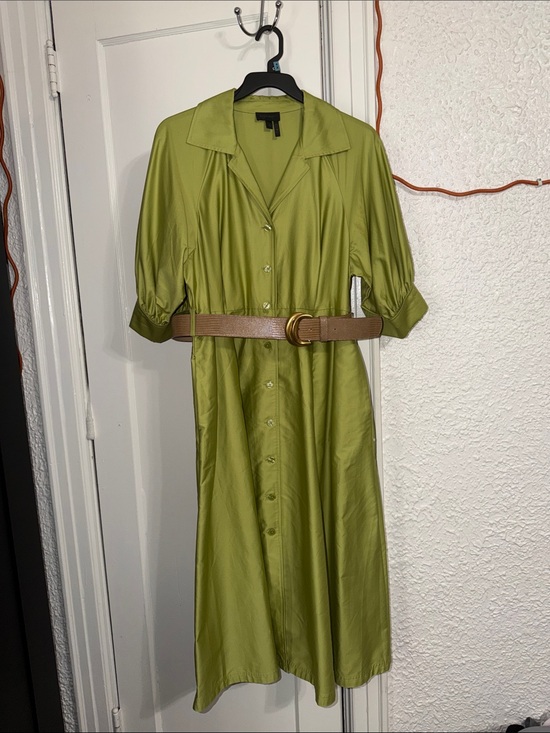 Donna Karan Dresses & Skirts - Donna Karan Olive Green Midi Button-Front Dress